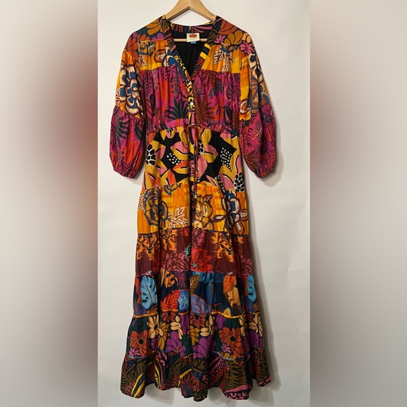 FARM Rio x Anthropologie Women’s Multicolor Button Front Maxi Dress Size Small - Picture 3 of 12